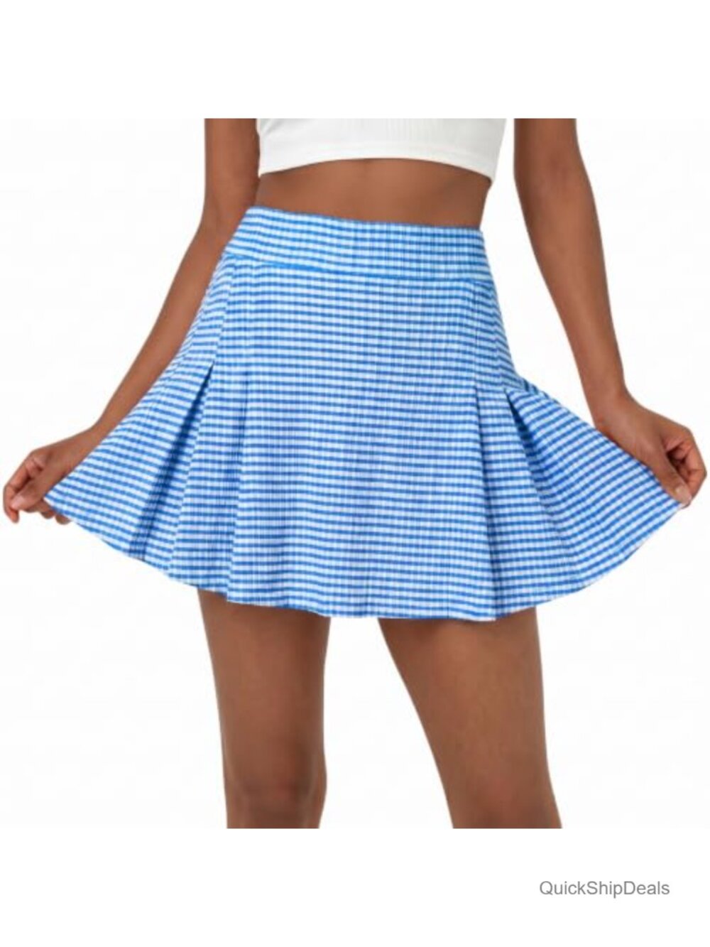 Plaid Pleated High Waisted Mini Skort with Built-in Shorts for Tennis Golf